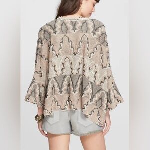 Free People Butterfly Sleeve Kimono Cardigan size M tan brown cream